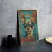 a picture of a dog with the word heal on it