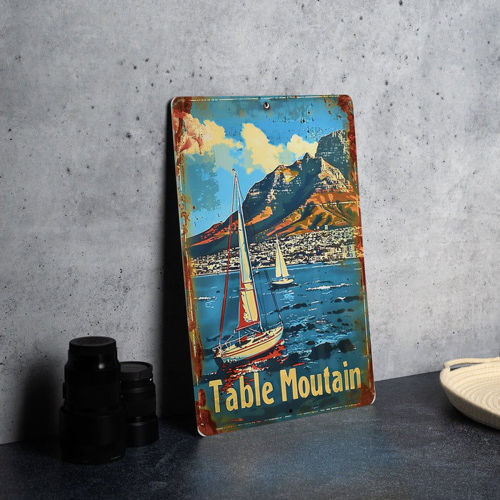 a table with a sign that says table mountain