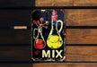a sign on a wooden bench that says mix