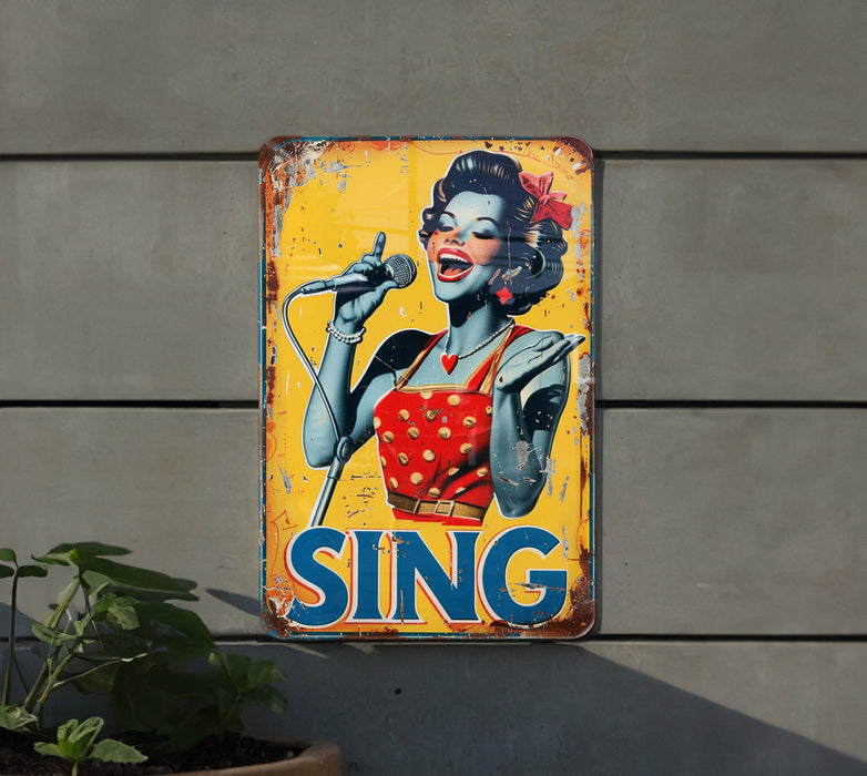 a sing sign on the side of a building