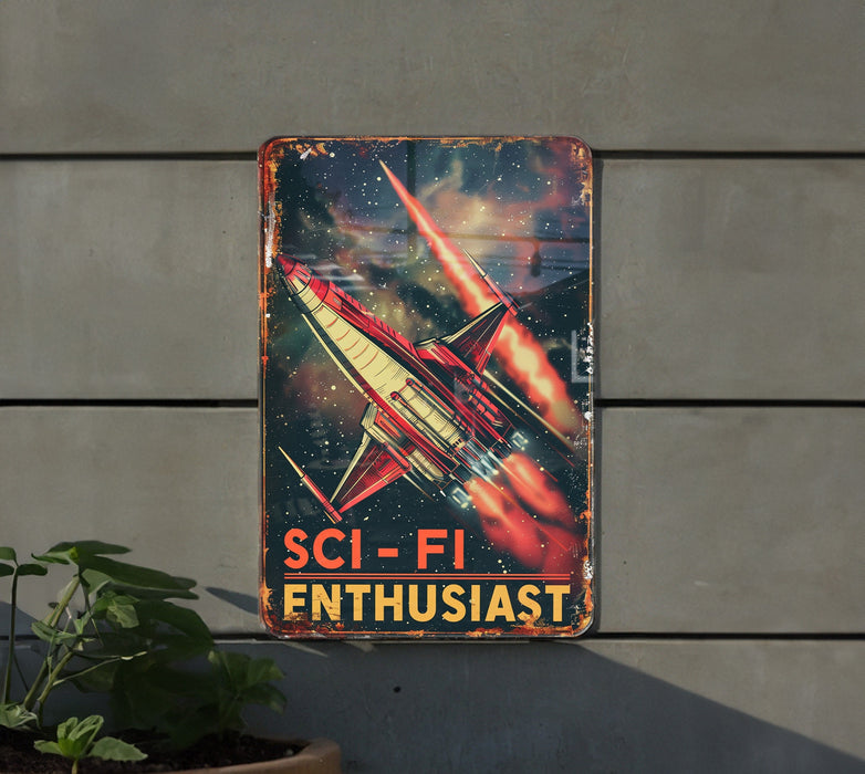 a metal sign on the side of a building