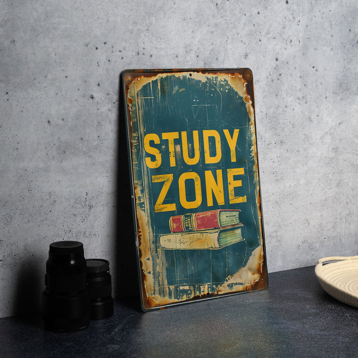 a sign that says study zone on it