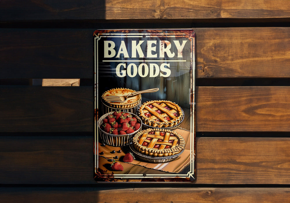 a sign that says bakery goods on it