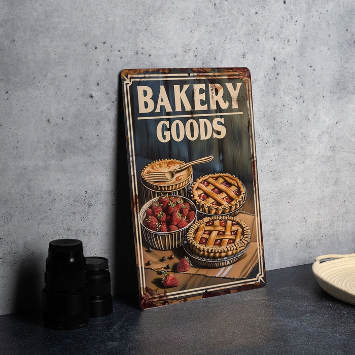 a sign that says bakery goods on it