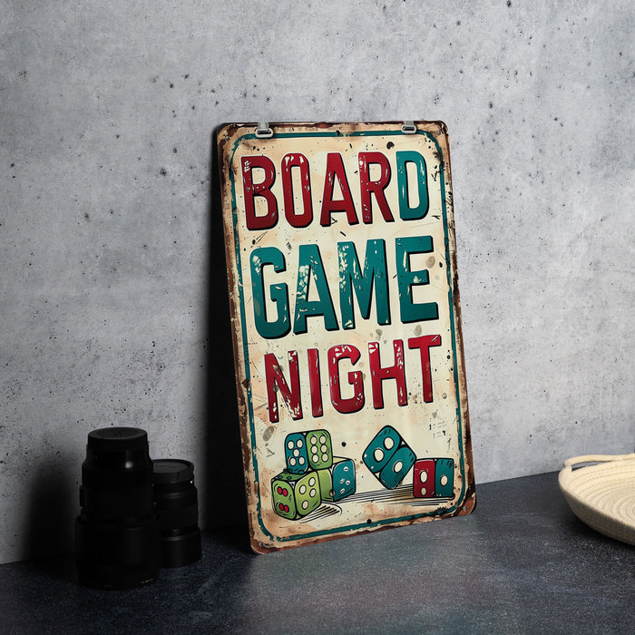 a sign that says board game night on it