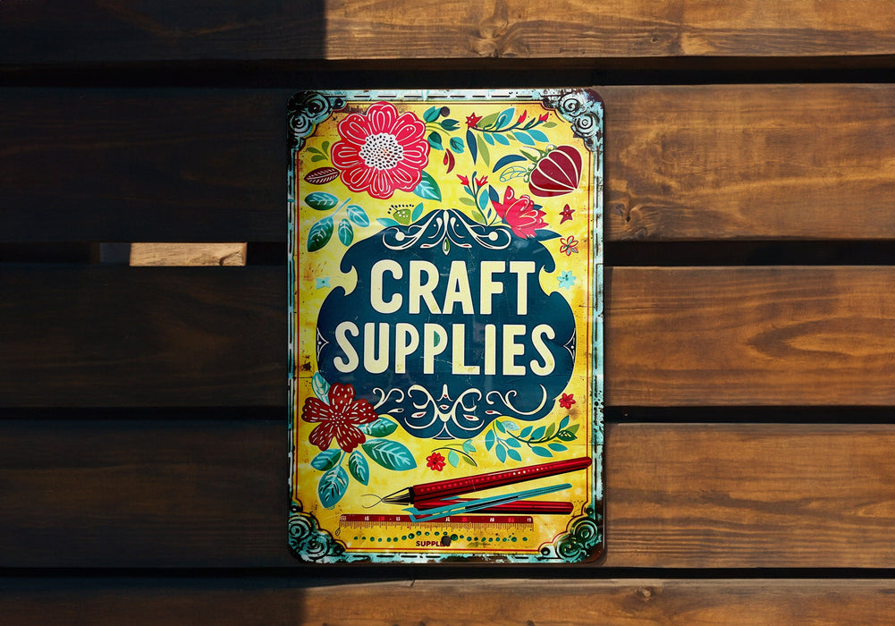 a sign that says craft supplies on it