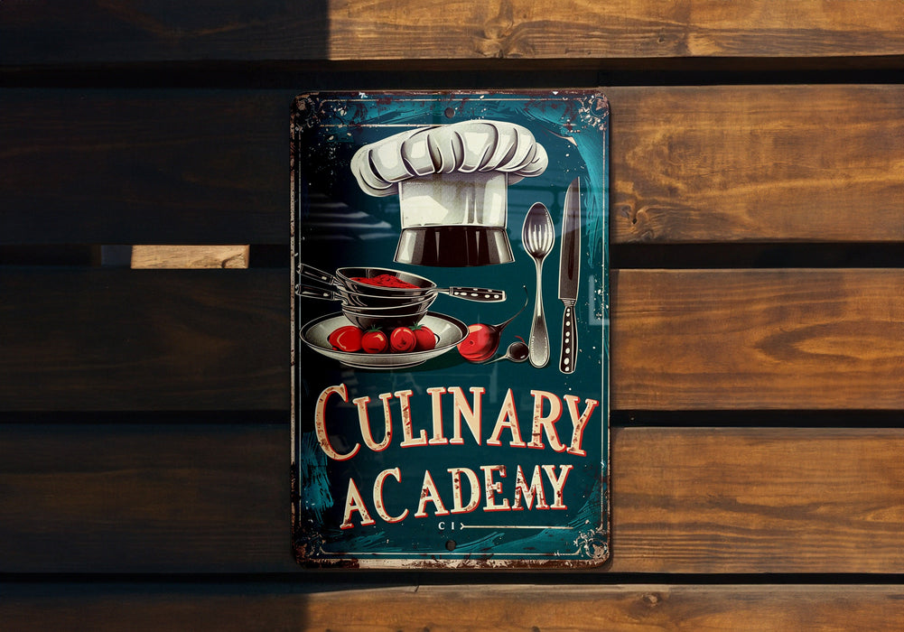 a sign that says culinary academy on it