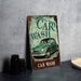 a car wash sign sitting on top of a table