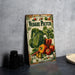 a vegetable patch sign sitting on top of a table