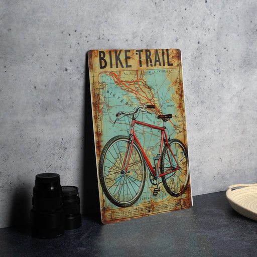 a picture of a bike on a wall