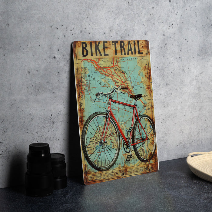 a picture of a bike on a wall
