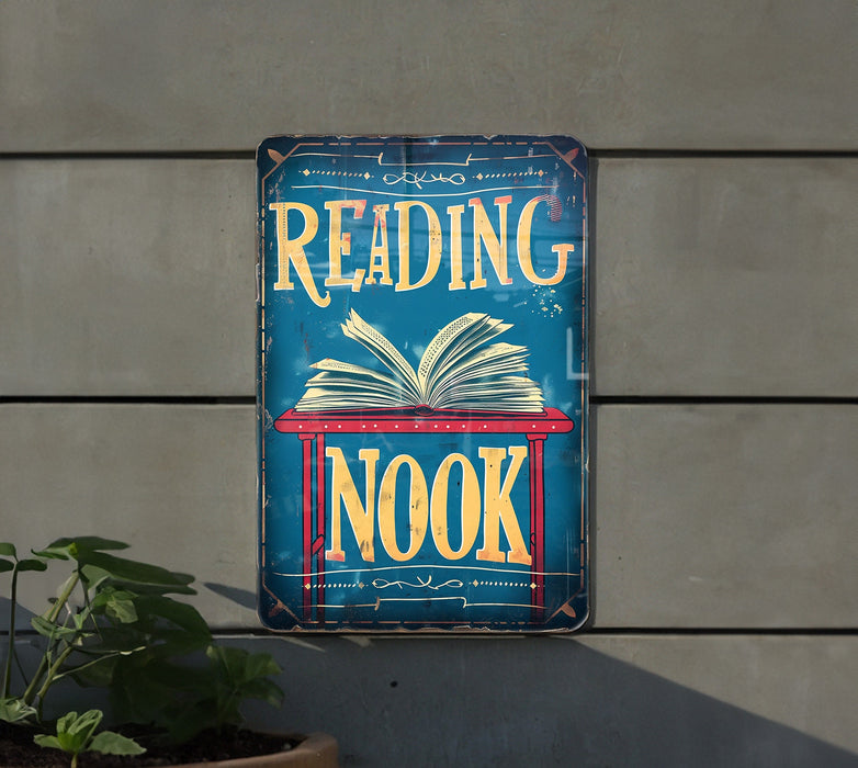 a sign reading nook hanging on the side of a building