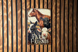a sign on a wooden wall that says farm friends