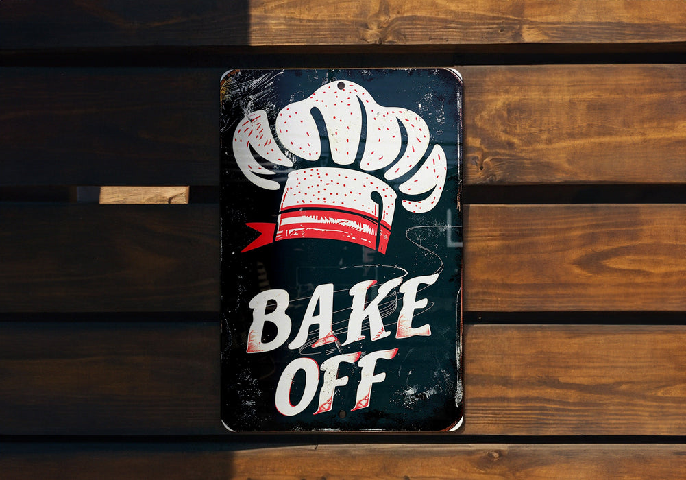 a sign that says bake off on it