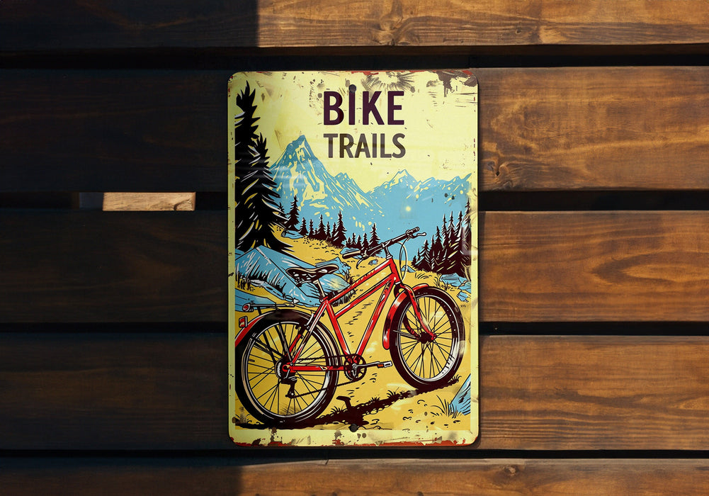 a bicycle trail book sitting on top of a wooden bench