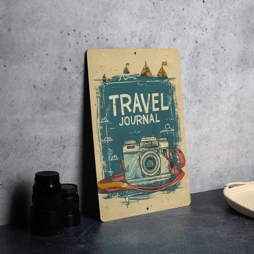 a travel journal sitting on a table next to a camera