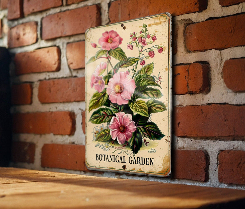 a picture of a pink flower on a brick wall