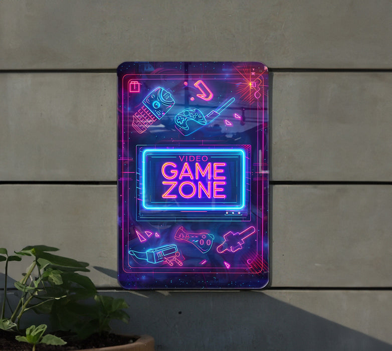 a neon sign on the side of a building