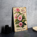 a vintage botanical garden sign with pink flowers