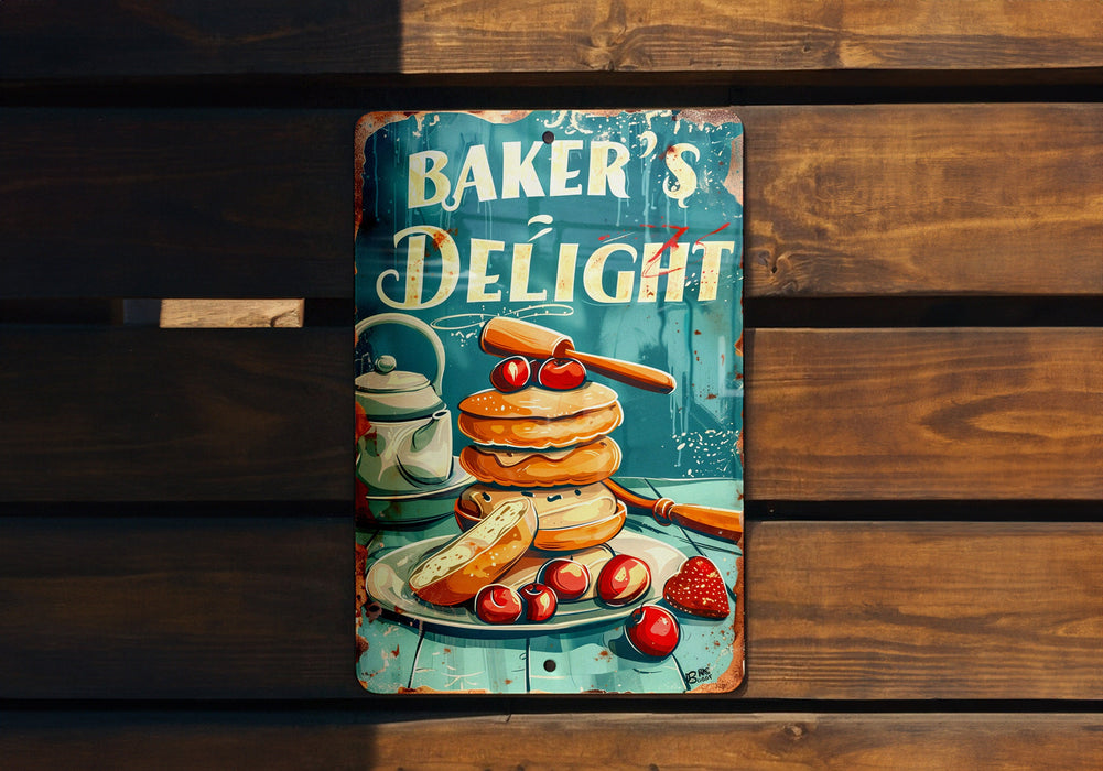 a sign on a wooden wall that says baker's delight