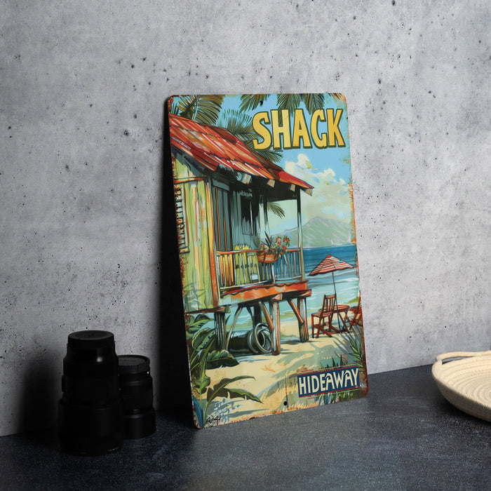 a picture of a shack on a table
