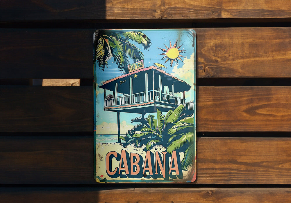 a can of cabana on a wooden bench