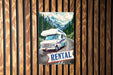 a sign on a wooden wall that says rental