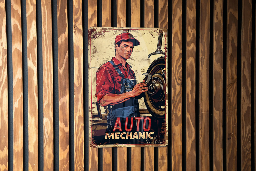 a painting of a man holding a wrench
