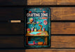 a picture of a crafting zone on a wooden wall