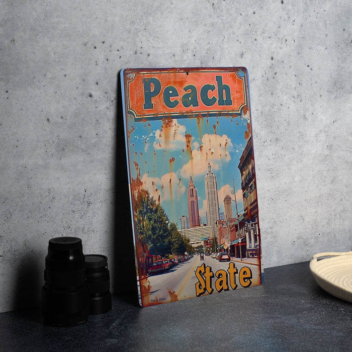 a picture of a sign that says peach state