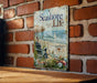 a sign on a brick wall that says seashore life