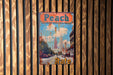 a sign on a wooden wall that says peach state