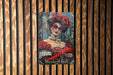 a painting of a woman with red hair wearing a mask