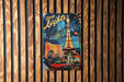 a picture of the las vegas sign on a wooden wall