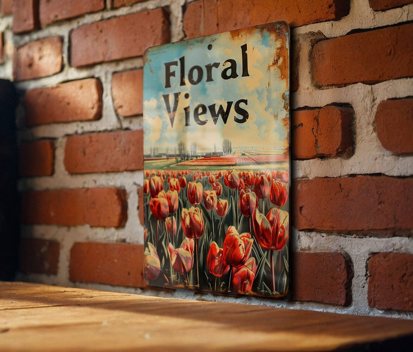 a sign on a brick wall that says floral views