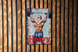 a painting of a man lifting a barbell