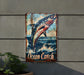 a sign on the side of a building that says ocean catch
