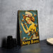 a picture of a woman with bees on it