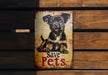 a sign with a dog on it that says save pets