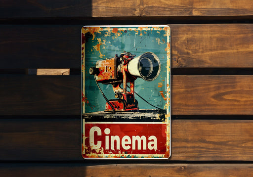 an old camera sign on a wooden wall