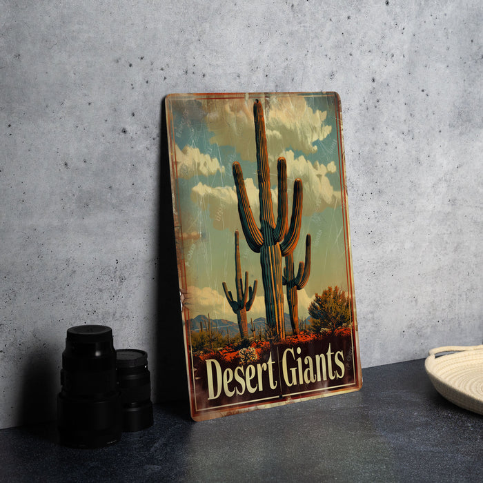 a picture of a desert giants sign next to a pair of binoculars