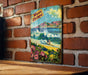 a picture of a surf board on a brick wall