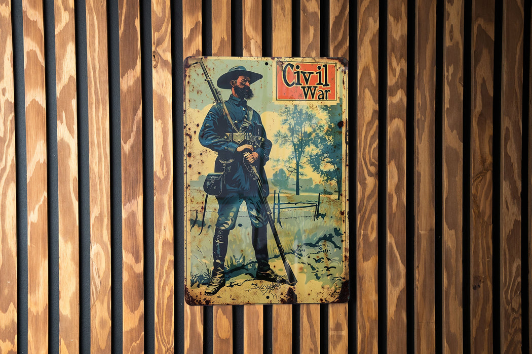 a picture of a man with a rifle on a wall