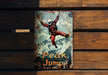 a book with a picture of a person jumping