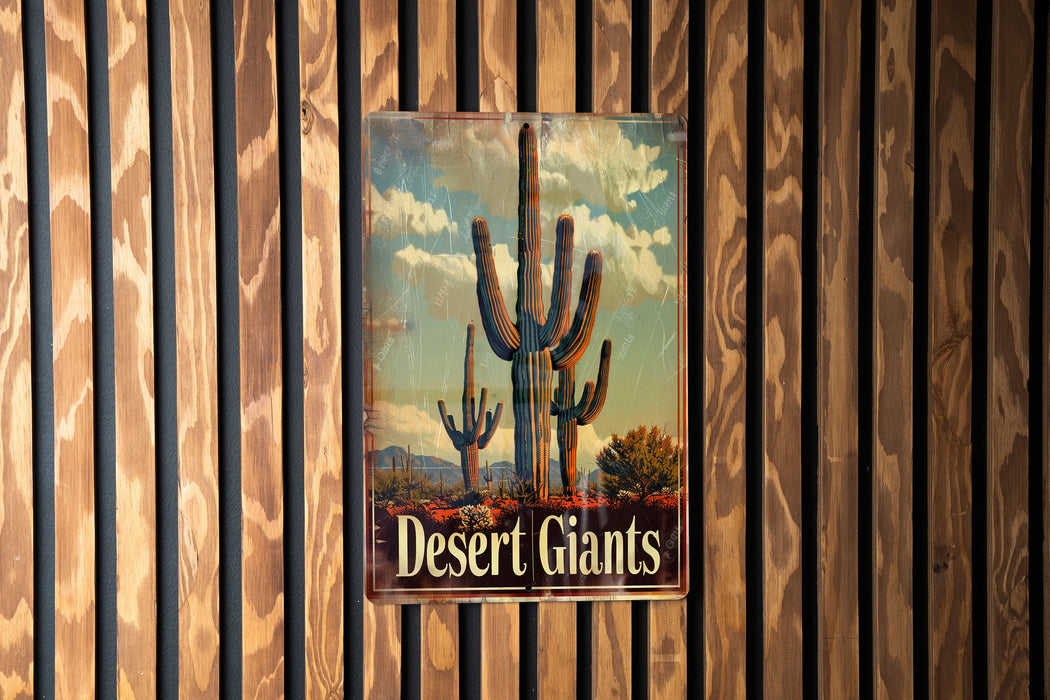 a picture of a desert sign hanging on a wall