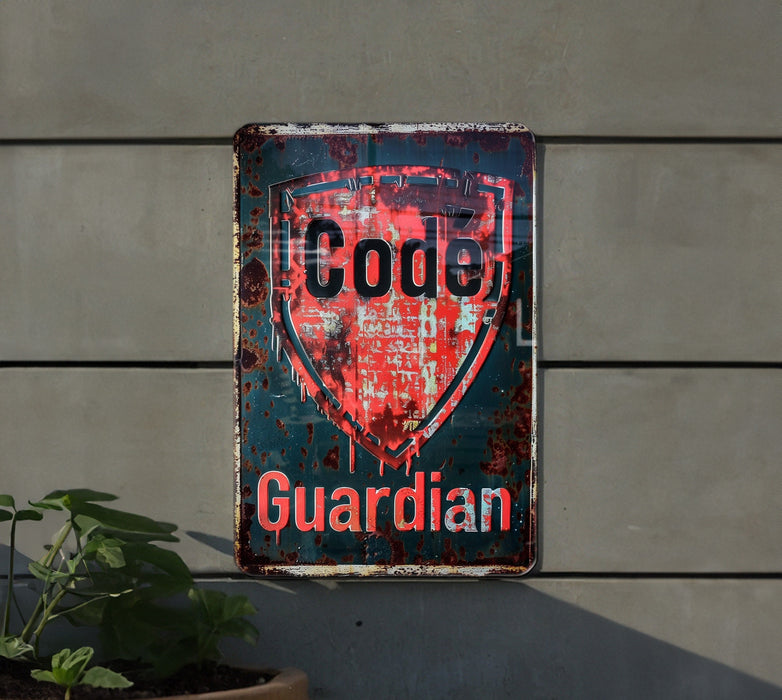 a red and black sign that says code on it
