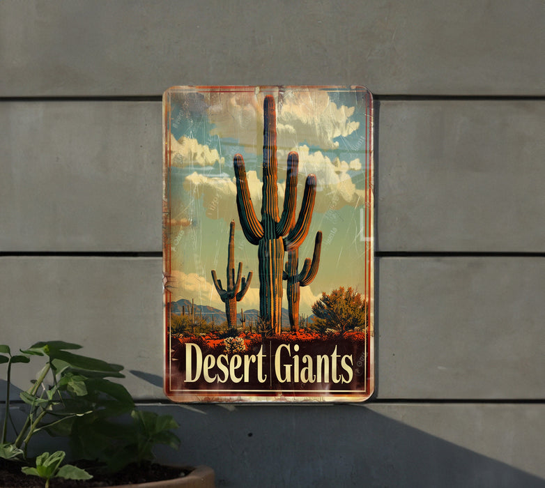 a sign on the side of a building that says desert giants