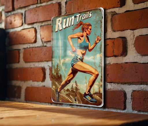 a picture of a woman running on a wall