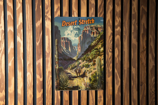 a wooden wall with a poster hanging on it