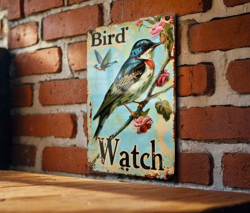 a picture of a bird on a sign on a brick wall